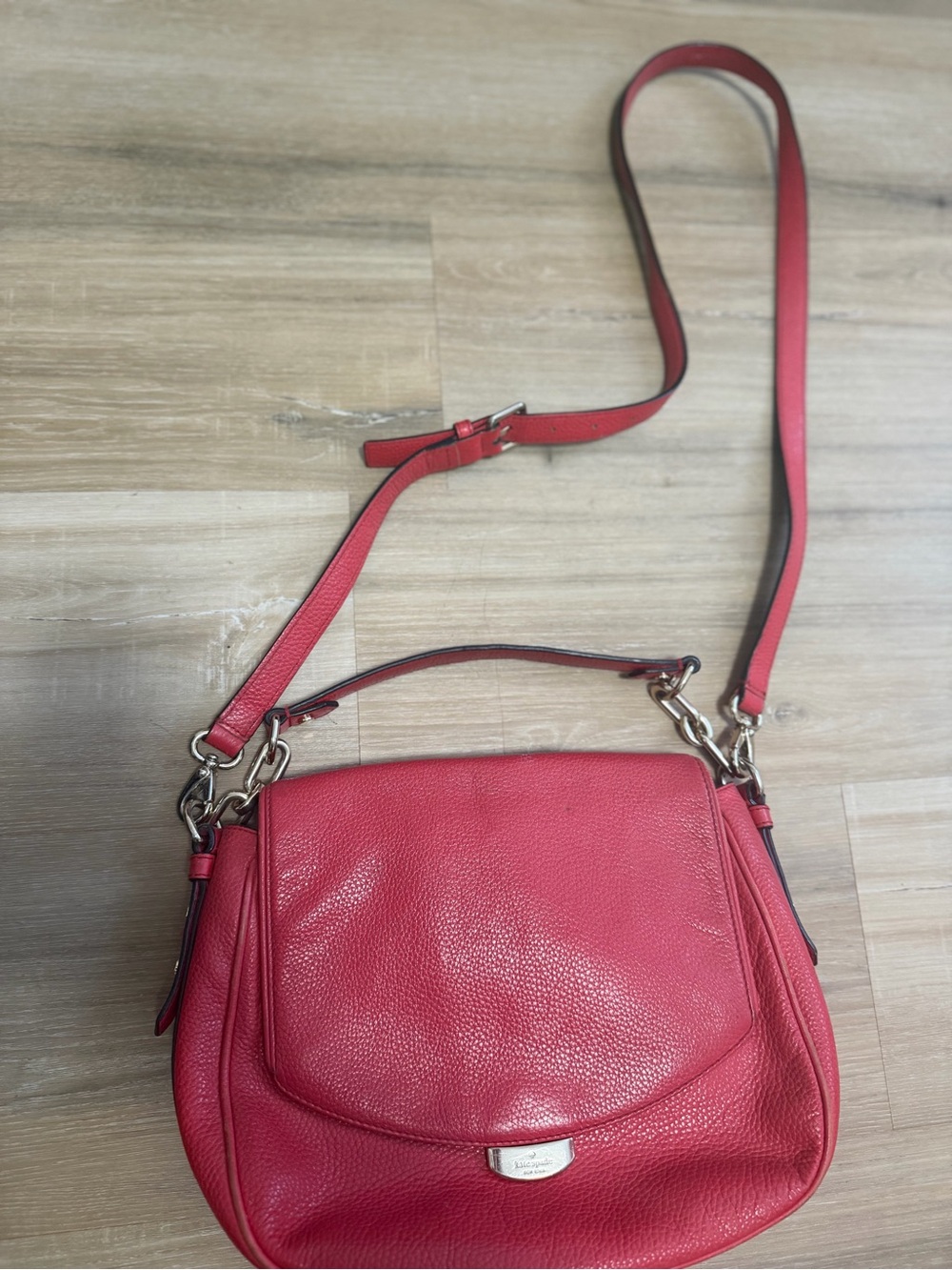 kate spade Red Pebbled Leather Crossbody Bag